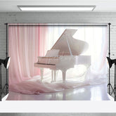 Aperturee - Aperturee Elegant Pink Curtain Piano Maternity Photo Backdrop