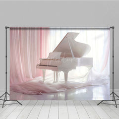 Aperturee - Aperturee Elegant Pink Curtain Piano Maternity Photo Backdrop