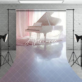 Aperturee - Aperturee Elegant Pink Curtain Piano Maternity Sweep Backdrop
