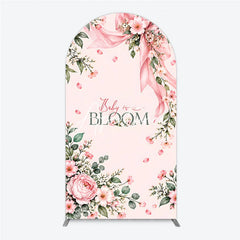 Aperturee - Aperturee Elegant Pink Floral Baby in Bloom Round Top Arch Backdrop Sweet Baby Shower Birthday Party Decor