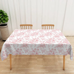 Aperturee - Aperturee Elegant Pink Floral Rectangle Tablecloth for Wedding Bridal Shower and Romantic Garden Party Decor