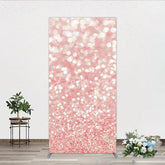 Aperturee - Aperturee Elegant Pink Glitter Bokeh Sparkling Rectangle Arch Backdrop Shimmering Festive Party Decoration Background