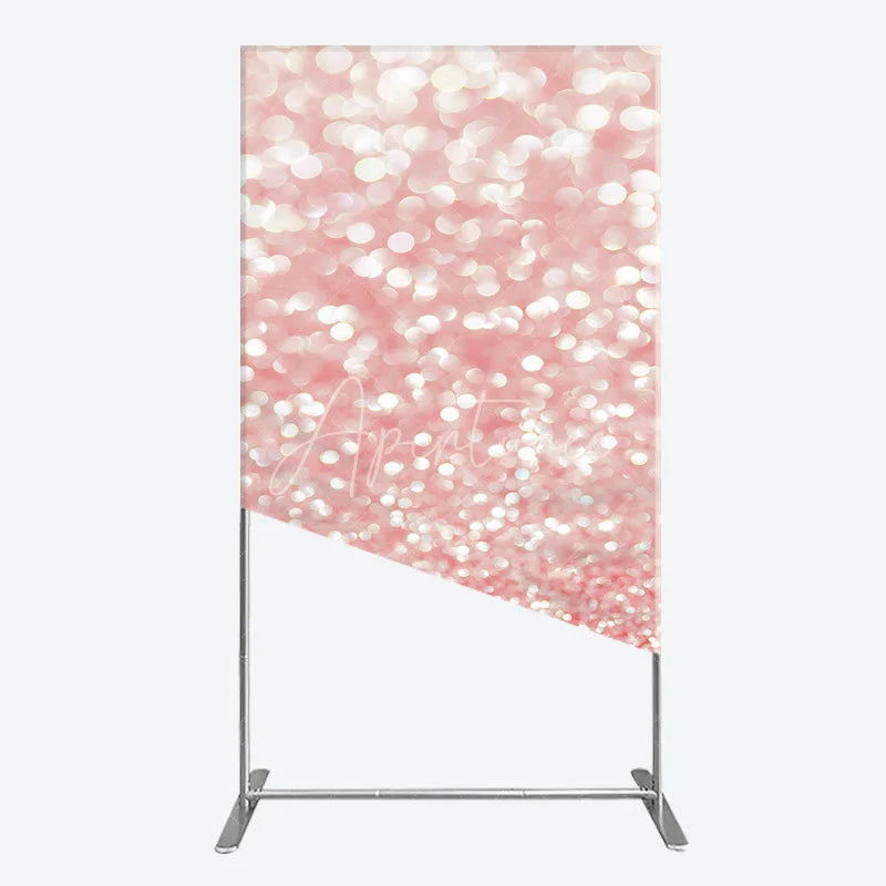 Aperturee - Aperturee Elegant Pink Glitter Bokeh Sparkling Rectangle Arch Backdrop Shimmering Festive Party Decoration Background