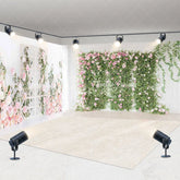 Aperturee - Aperturee Elegant Pink Rose and Green Foliage Floral Wall Room Set Backdrop Romantic Garden Wedding Party Decor