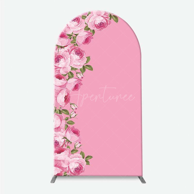 Aperturee - Aperturee Elegant Pink Rose Floral Arch Backdrop for Wedding Romantic Flower Wall Decor Bridal Shower or Birthday Party