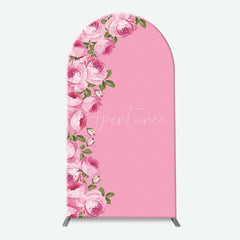 Aperturee - Aperturee Elegant Pink Rose Floral Arch Backdrop for Wedding Romantic Flower Wall Decor Bridal Shower or Birthday Party