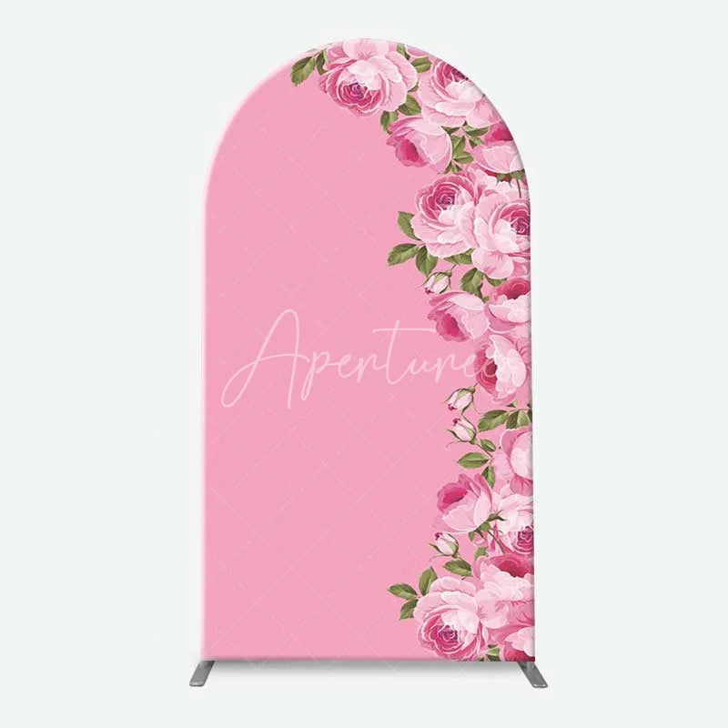 Aperturee - Aperturee Elegant Pink Rose Floral Arch Backdrop for Wedding Romantic Flower Wall Decor Bridal Shower or Birthday Party