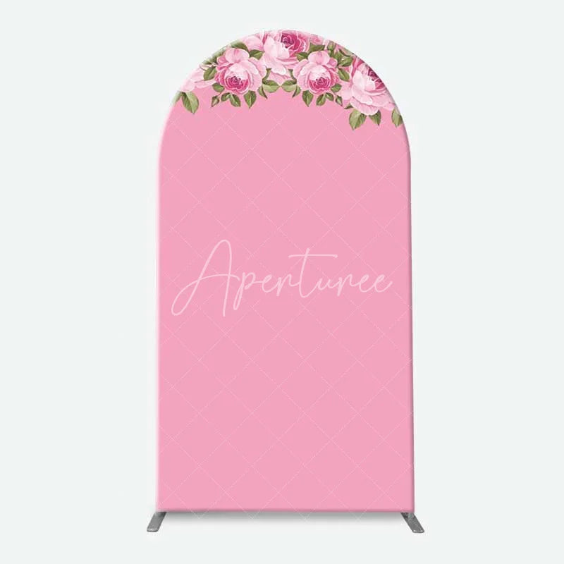 Aperturee - Aperturee Elegant Pink Rose Floral Arch Backdrop for Wedding Romantic Flower Wall Decor Bridal Shower or Birthday Party