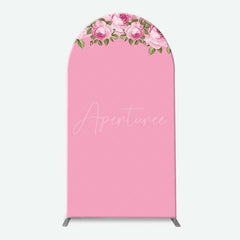 Aperturee - Aperturee Elegant Pink Rose Floral Arch Backdrop for Wedding Romantic Flower Wall Decor Bridal Shower or Birthday Party