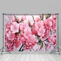 Aperturee - Aperturee Elegant Pink Sakura Leaf Floral Photography Backdrop