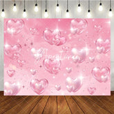 Aperturee - Aperturee Elegant Pink Sparkling Gem and Pearly Hearts Birthday Backdrop Dreamy Celebration Party Decor for Girls