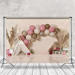 Aperturee - Aperturee Elegant Pink White Balloon Arch Feathered Backdrop