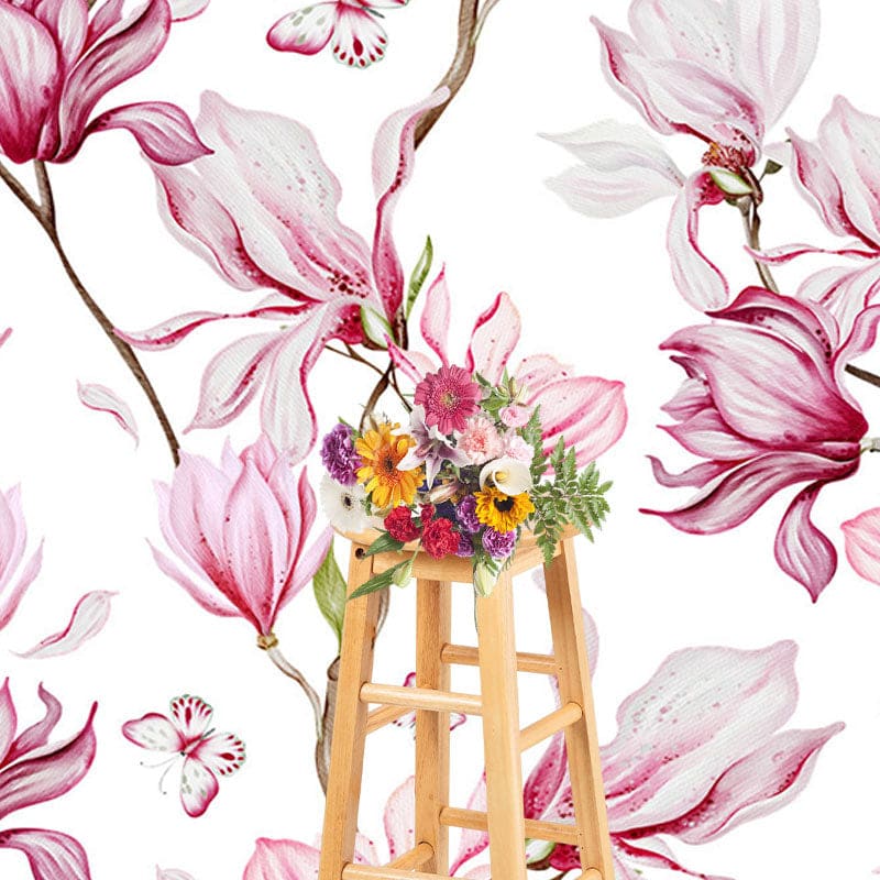 Aperturee - Aperturee Elegant Pink White Floral Fine Art Photo Backdrop