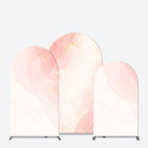 Aperturee - Aperturee Elegant Pink White Gold Marble Birthday Arch Backdrop