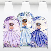 Aperturee - Aperturee Elegant Princess Girl Floral Butterfly Arch Backdrop Kit Purple and Blue Birthday Party and Baby Shower Decor