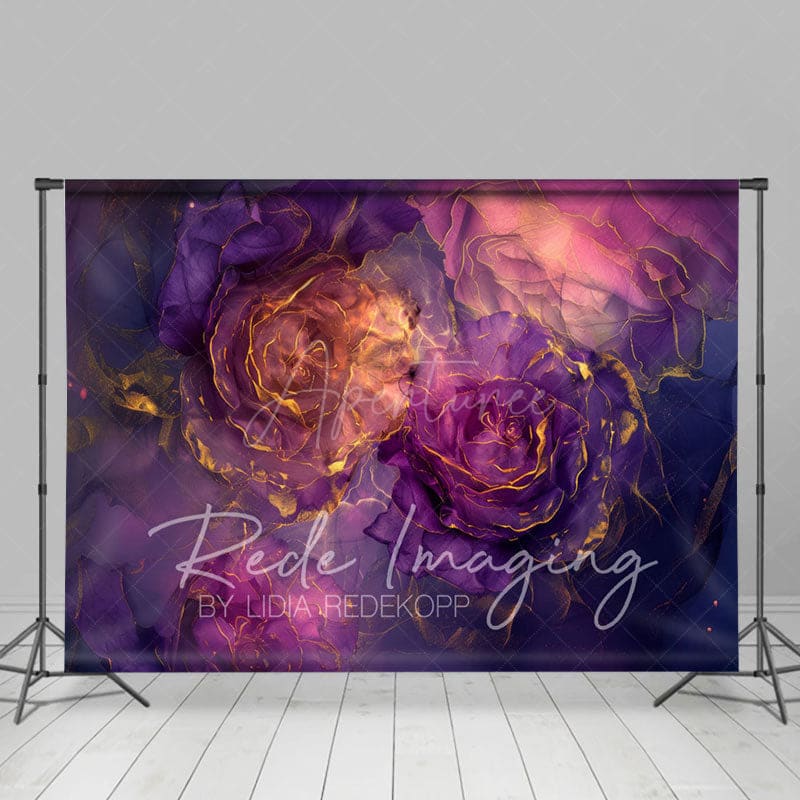 Aperturee - Aperturee Elegant Purple Abstract Floral Fine Art Backdrop