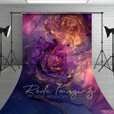 Aperturee - Aperturee Elegant Purple Abstract Floral Fine Art Sweep Backdrop