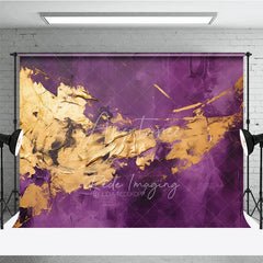 Aperturee - Aperturee Elegant Purple and Gold Abstract Textured Photography Backdrop Artistic Portrait and Event Background