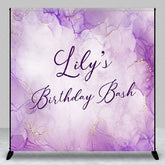 Aperturee - Aperturee Elegant Purple and Gold Glitter Alcohol Ink Custom Backdrop Personalized Birthday Bash Party Decor for Celebrations