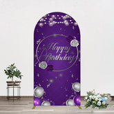 Aperturee - Aperturee Elegant Purple Balloons Rose Birthday Arch Backdrop