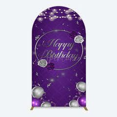 Aperturee - Aperturee Elegant Purple Balloons Rose Birthday Arch Backdrop