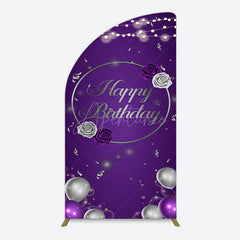 Aperturee - Aperturee Elegant Purple Balloons Rose Birthday Half Moon Arch Backdrop