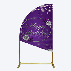 Aperturee - Aperturee Elegant Purple Balloons Rose Birthday Half Moon Arch Backdrop