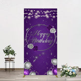 Aperturee - Aperturee Elegant Purple Balloons Rose Birthday Rectangle Backdrop