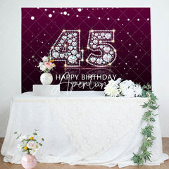 Aperturee - Aperturee Elegant Purple Diamond Glare 45th Birthday Backdrop