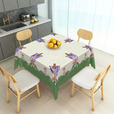 Aperturee - Aperturee Elegant Purple Draped Cross and Lily Rectangle Tablecloth Green Border Easter Religious Celebration Decor