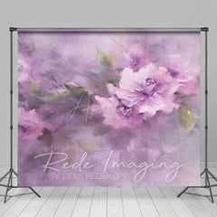 Aperturee - Aperturee Elegant Purple Florals Leaves Photography Backdrop