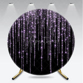 Aperturee - Aperturee Elegant Purple Glitter Cascading Sparkle Round Backdrop Black Background Party Decor for Birthday