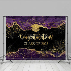 Aperturee - Aperturee Elegant Purple Gold Marbled Backdrop For Graduation