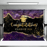 Aperturee - Aperturee Elegant Purple Gold Marbled Backdrop For Graduation