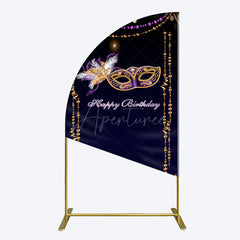 Aperturee - Aperturee Elegant Purple Mask Birthday Masquerade Half Moon Arch Backdrop