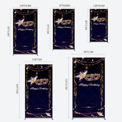 Aperturee - Aperturee Elegant Purple Mask Birthday Masquerade Rectangle Backdrop