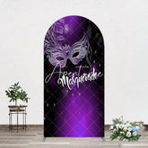 Aperturee - Aperturee Elegant Purple Mask Masquerade Birthday Arch Backdrop