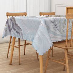 Aperturee - Aperturee Elegant Purple Ripple Rectangle Tablecloth with Gradient Effect for Modern and Abstract Dining Decor