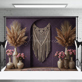 Aperturee - Aperturee Elegant Purple Wall Boho Wedding Photography Backdrop