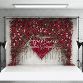 Aperturee - Aperturee Elegant Red and Pink Rose Floral Heart Photography Backdrop Romantic Wedding Valentine’s Day Party Decoration
