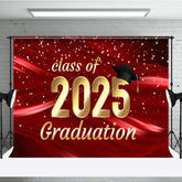 Aperturee - Aperturee Elegant Red Gold Dots Graduation Ceremony Backdrop