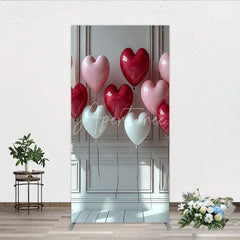 Aperturee - Aperturee Elegant Red Pink and White Heart Balloons Rectangle Arch Backdrop Romantic Love Celebration Decor