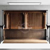 Aperturee - Aperturee Elegant Retro Wood Wall Photography Backdrop Classic Paneled Interior with Columns Vintage Study Photo Prop