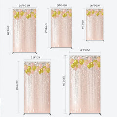 Aperturee - Aperturee Elegant Rose Gold Pink and Gold Glitter Balloon Diamond Rectangle Arch Backdrop Celebration Party Decor