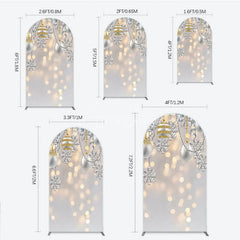 Aperturee - Aperturee Elegant Silver and Gold Glitter Christmas Ornaments Round Top Arch Backdrop Winter Snowflake Holiday Party Decoration