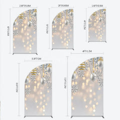 Aperturee - Aperturee Elegant Silver and Gold Glitter Snowflake Half Moon Arch Backdrop Festive Holiday Celebration Decor