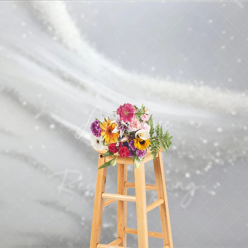 Aperturee - Aperturee Elegant Silver White Glitter Abstract Photography Backdrop Modern Studio Photo Background Decor for Portraits
