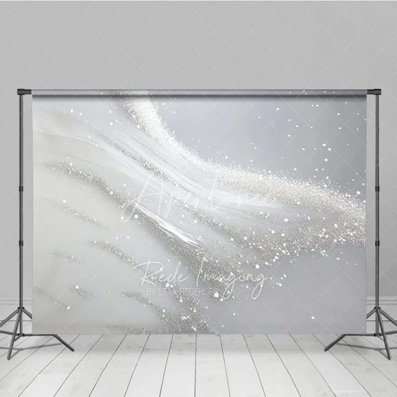 Aperturee - Aperturee Elegant Silver White Glitter Abstract Photography Backdrop Modern Studio Photo Background Decor for Portraits