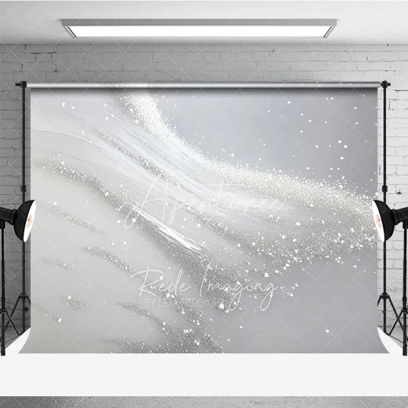Aperturee - Aperturee Elegant Silver White Glitter Abstract Photography Backdrop Modern Studio Photo Background Decor for Portraits