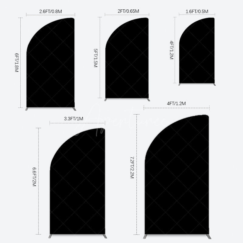Aperturee - Aperturee Elegant Solid Color Black Theme Party Half Moon Arch Backdrop